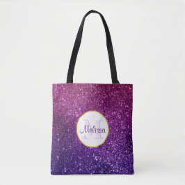 Farbige und Lila Glitzer-Edelsteine Monogramm Tasche