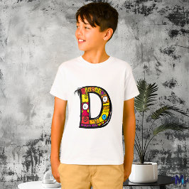 Farbige und lustige Monogram D Tribal und Doodle S T-Shirt