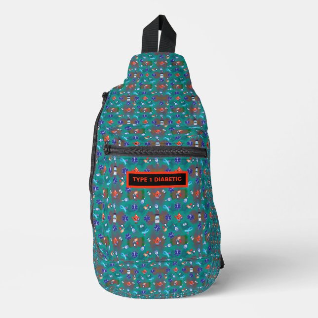 Farbige und Niedliche Diabetiker Typ 1 Crossbody Bag (Vorderseite)