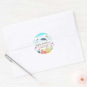 Farbige Unterwasser-Aquarell-Baby-Party Runder Aufkleber