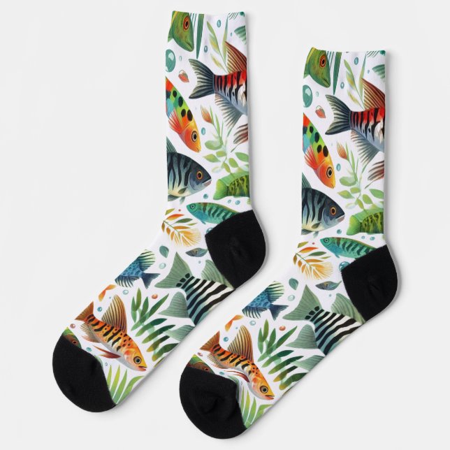 Farbige Unterwasser-Fischkunst Socken (Linkes Detail)