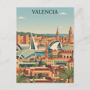 Farbige Valencia Spanien Vintage Reise Postkarte