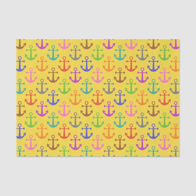 Farbige Verankerung Muster Retro Nautical Seidenpapier (Vorderseite)