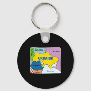 Farbige vereinfachte Ukraine-Karte Schlüsselanhänger