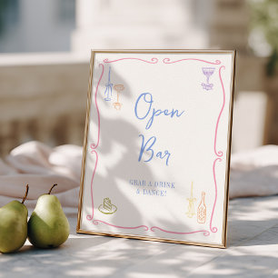 Farbige & Verspielte Handgezeichnete Open Bar Poster