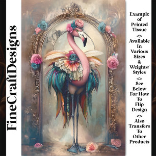 Farbige Viktorianische Flamingo BH4 Decoupage Seidenpapier