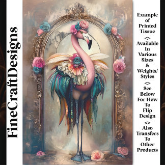 Farbige Viktorianische Flamingo BH4 Decoupage Seidenpapier