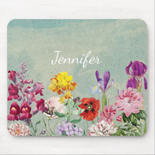 Farbige vintage blühende schöne Wildblumen Mousepad
