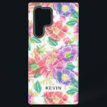 Farbige Vintage Blume Muster Monogramm Samsung Galaxy Hülle<br><div class="desc">Farbvolle Vintage Blume nahtlos mit optionalem Monogramm.</div>