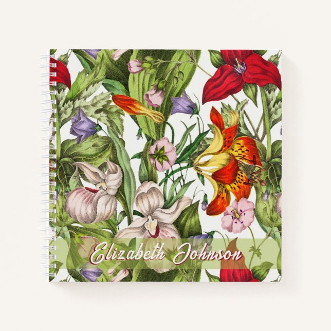 Farbige Vintage Blume Notizbuch (Vorderseite)