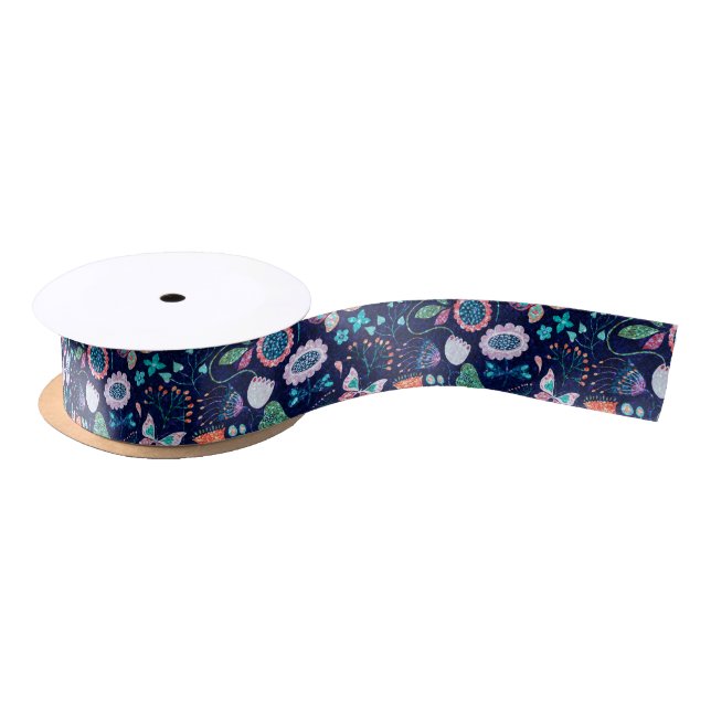 Farbige Vintage Blume Satinband (Spule)