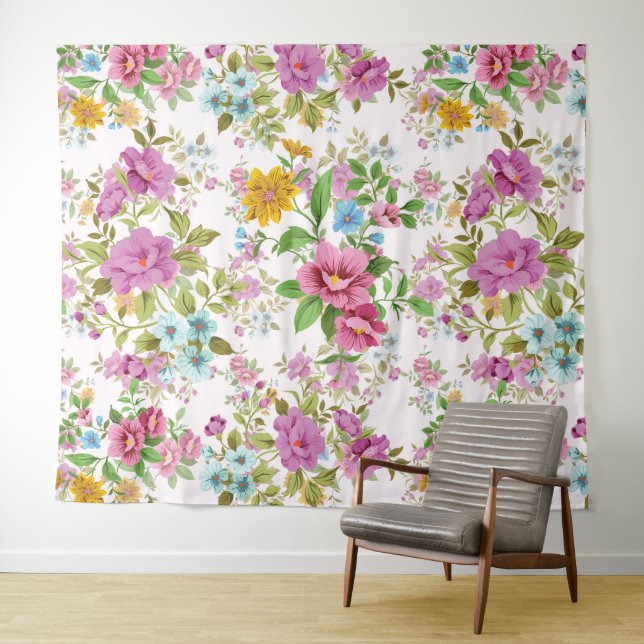 Farbige Vintage Blume Wandteppich (Beispiel (Horizontal))