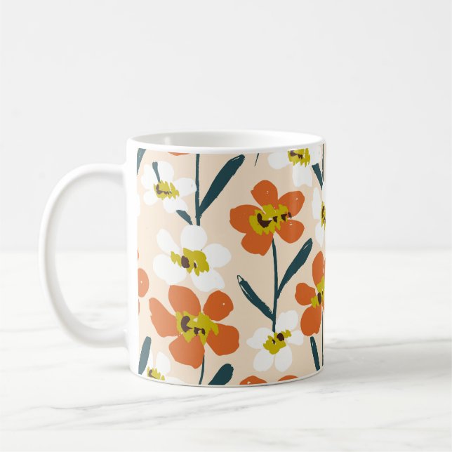 Farbige, Vintage Blumenmuster. Kaffeetasse (Links)