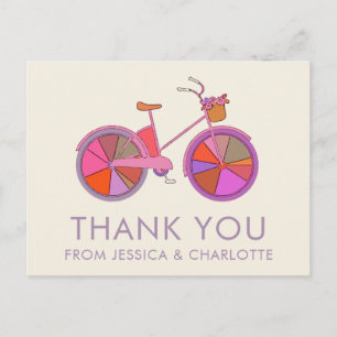 Farbige Vintage-Fahrrad-Illustration personalisier Postkarte