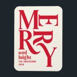 Farbige Vintage Fröhliche Ankündigung Magnet<br><div class="desc">Farbige rote Vintage grafische Typografie merry chritsmas Karte. Teil einer kühnen Ferienkollektion.</div>