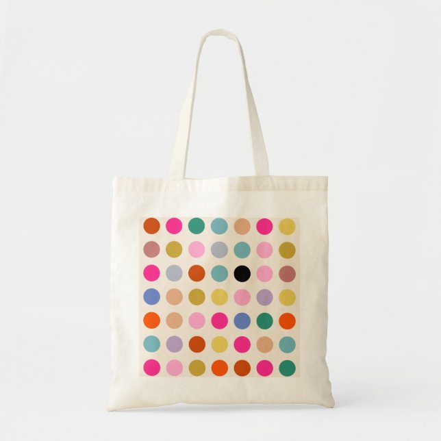 Farbige Vintage geometrische Punkte Tragetasche (Vorne)
