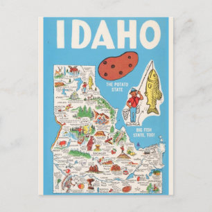 Farbige Vintage-Idaho-Karte Postkarte