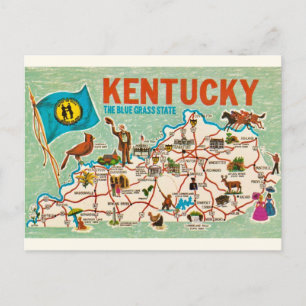 Farbige Vintage-Karte von Kentucky  Postkarte