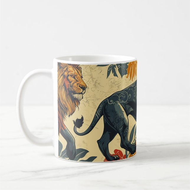 Farbige Vintage Löwen Kaffeetasse (Links)