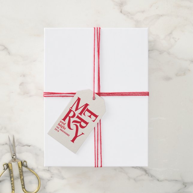 Farbige Vintage Merry-Chritsmas-Gefallen Geschenkanhänger (Mit Garn)