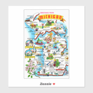 Farbige Vintage-Michigan-Karte  Aufkleber