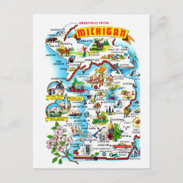 Farbige Vintage Michigan Karte Postkarte