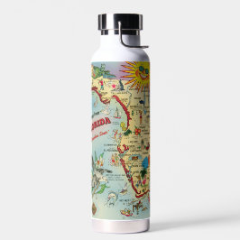 Farbige Vintage Retro Florida Karte Trinkflasche