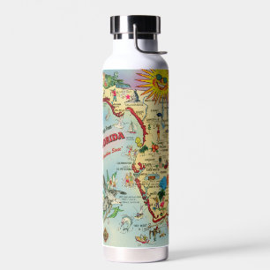 Farbige Vintage Retro Florida Karte Trinkflasche