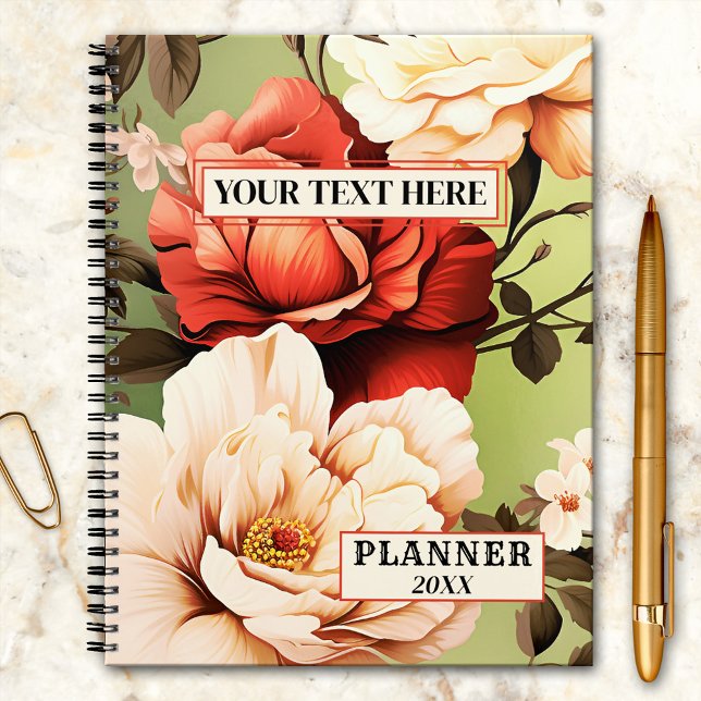 Farbige Vintage Rose Planer (Elegant planner featuring a vintage floral rose design.)