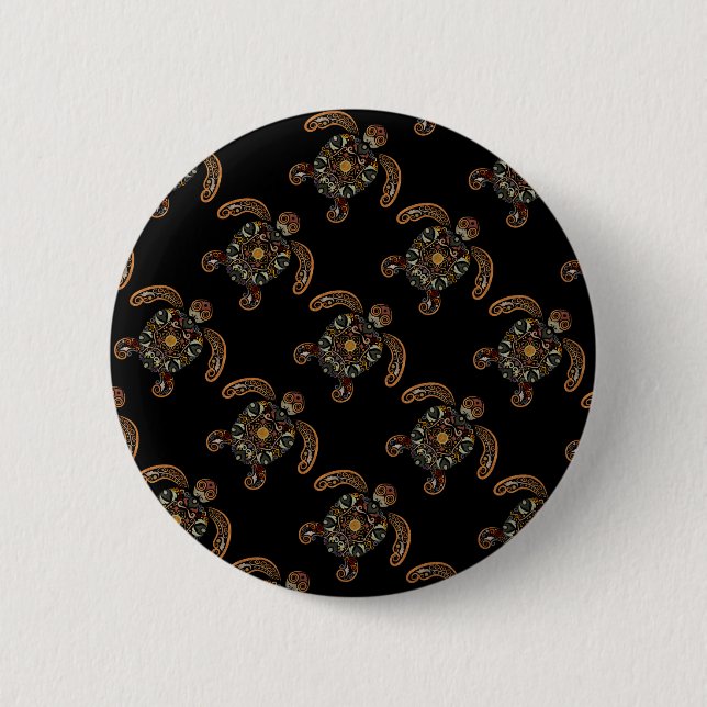 Farbige Vintage Schildkrötenkonstruktion Button (Vorderseite)