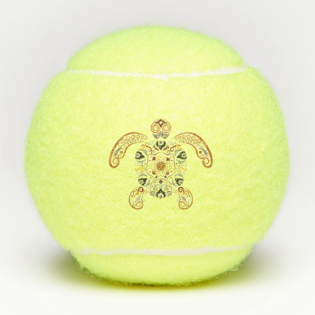 Farbige Vintage Schildkrötenkonstruktion Tennisbälle (Vorderseite)
