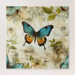 Farbige Vintage Schmetterlinge und Blume (1)