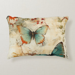 Farbige Vintage Schmetterlinge und Blume (3) Dekokissen