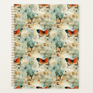 Farbige Vintage Schmetterlinge und Blume (4) Planer