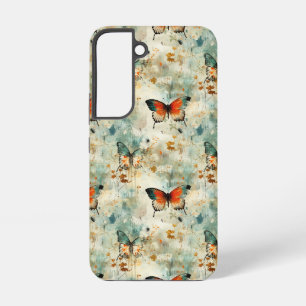 Farbige Vintage Schmetterlinge und Blume (4) Samsung Galaxy Hülle