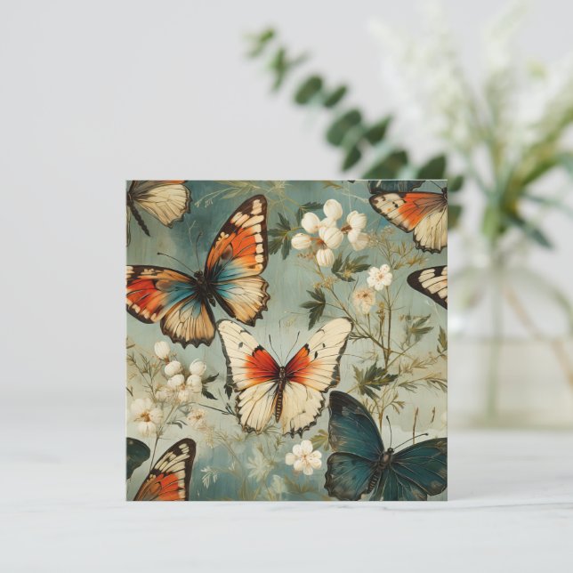 Farbige Vintage Schmetterlinge und Blume (5) (Stehend Vorderseite)