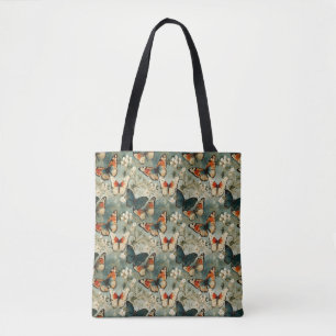 Farbige Vintage Schmetterlinge und Blume (5) Tasche