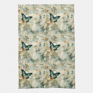Farbige Vintage Schmetterlinge und Blume (6) Geschirrtuch