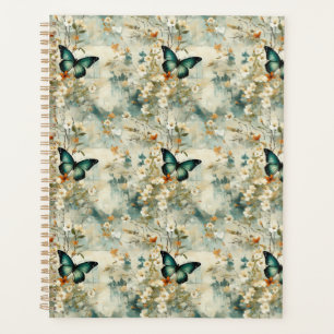 Farbige Vintage Schmetterlinge und Blume (6) Planer