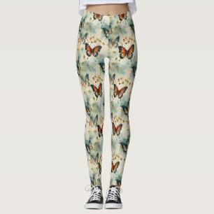 Farbige Vintage Schmetterlinge und Blume (7) Leggings