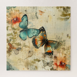 Farbige Vintage Schmetterlinge und Blume (8)