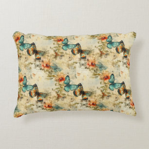 Farbige Vintage Schmetterlinge und Blume (8) Dekokissen