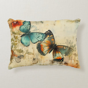 Farbige Vintage Schmetterlinge und Blume (8) Dekokissen