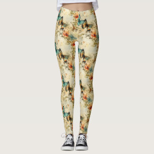 Farbige Vintage Schmetterlinge und Blume (8) Leggings