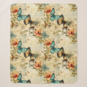 Farbige Vintage Schmetterlinge und Blume (8) Sherpadecke