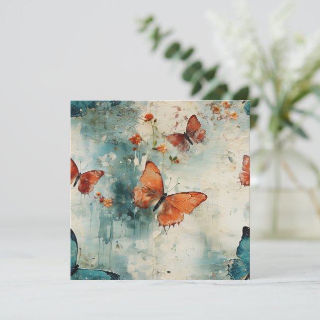 Farbige Vintage Schmetterlinge und Blume (9) (Stehend Vorderseite)