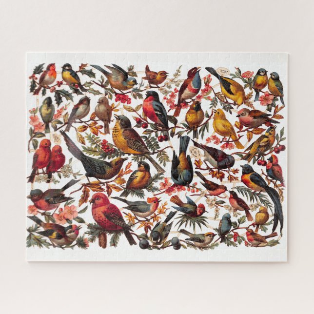 Farbige Vintage-Vogel-Collage (Horizontal)