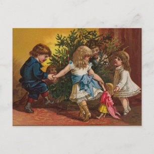 Farbige Vintage-Weihnachtsspielkarte Feiertagspostkarte