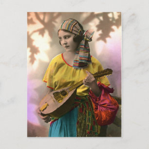 Farbige Vintage-Zigeunerin Postkarte
