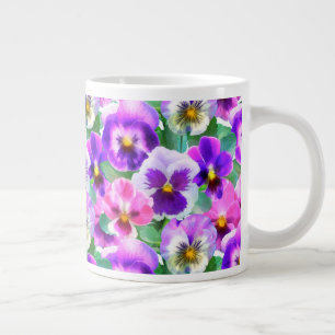 Farbige Violetten Pansy Blume Muster Jumbo-Tasse